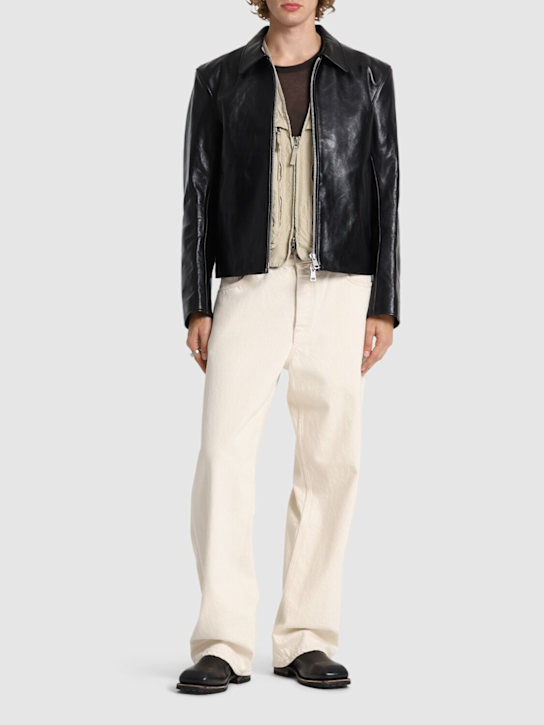 Our Legacy: Dyed leather moto jacket - men_1 | Luisa Via Roma