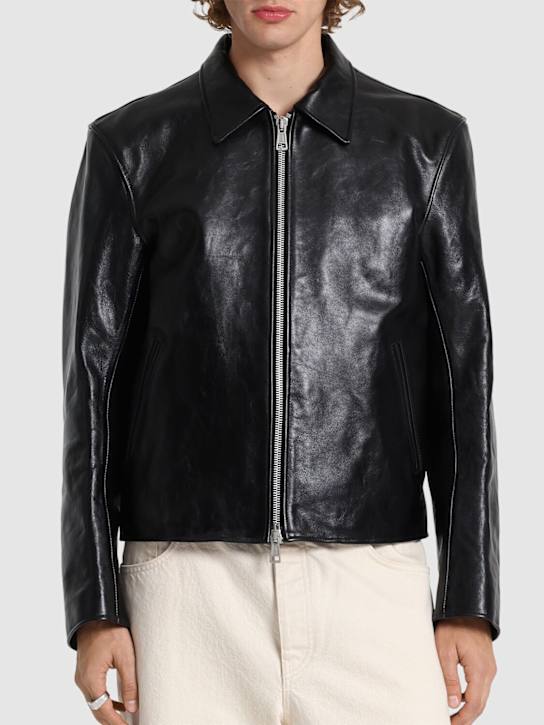 Our Legacy: Dyed leather moto jacket - men_2 | Luisa Via Roma