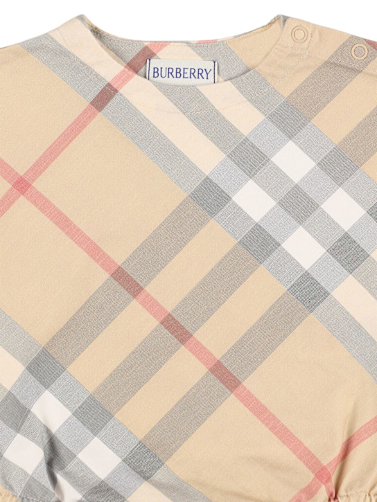 Burberry: Check print cotton romper - Beige - kids-boys_1 | Luisa Via Roma