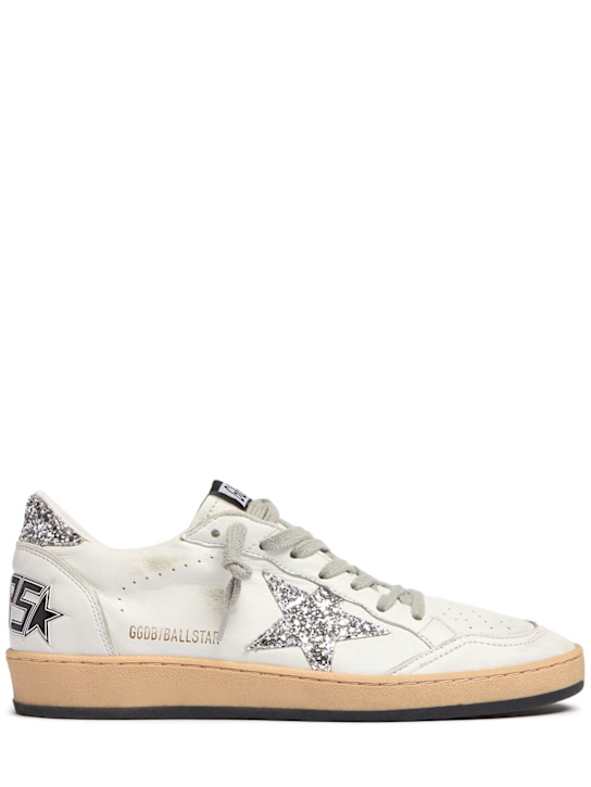 Golden Goose: 20mm Ball Star nappa leather sneakers - White/Silver - women_0 | Luisa Via Roma
