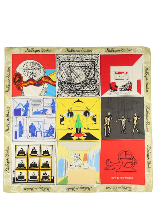 KidSuper Studios: How To Find An Idea printed silk scarf - men_0 | Luisa Via Roma