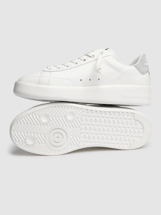 Golden Goose: 20毫米Pure皮革运动鞋 - 白色/银色 - women_4 | Luisa Via Roma
