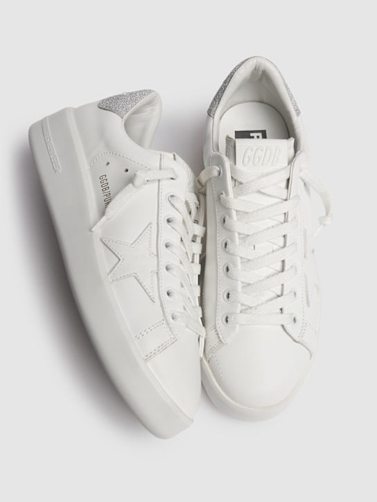 Golden Goose: 20毫米Pure皮革运动鞋 - 白色/银色 - women_2 | Luisa Via Roma