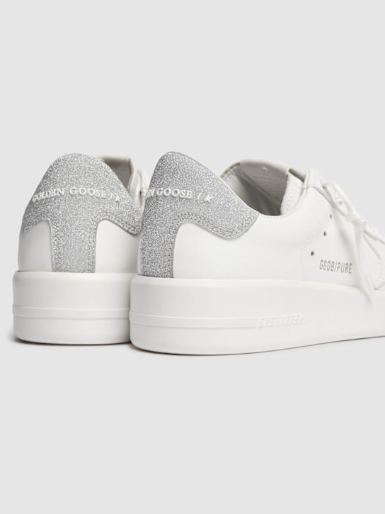 Golden Goose: 20毫米Pure皮革运动鞋 - 白色/银色 - women_5 | Luisa Via Roma