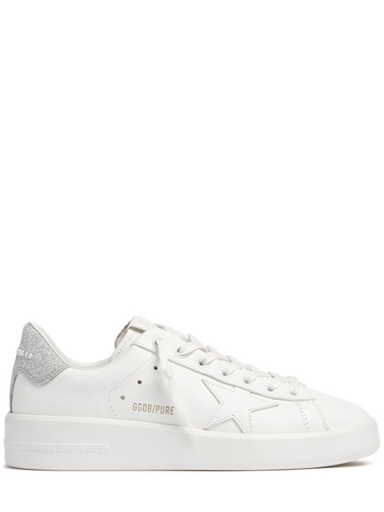 Golden Goose: 20毫米Pure皮革运动鞋 - 白色/银色 - women_0 | Luisa Via Roma
