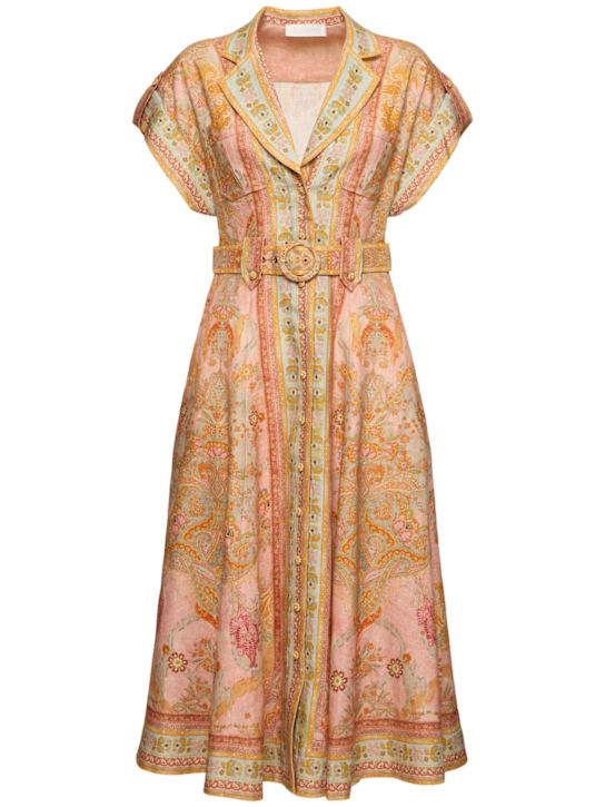 Zimmermann: Acacia linen midi dress - women_0 | Luisa Via Roma