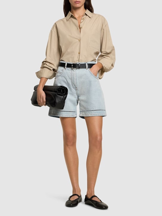 MSGM: Shorts vita alta in cotone - women_1 | Luisa Via Roma