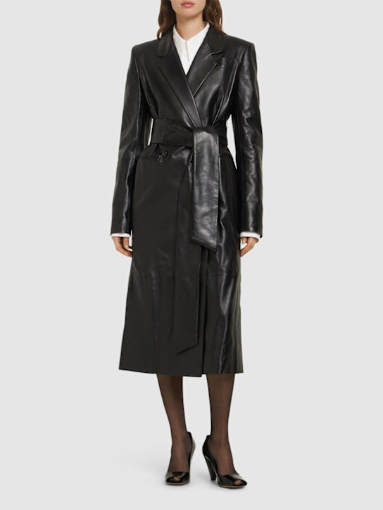 Khaite: Lolo leather long coat - women_1 | Luisa Via Roma