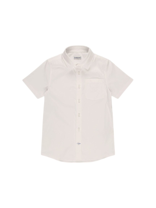 Burberry: Camicia in popeline di cotone stretch - Bianco - kids-boys_0 | Luisa Via Roma