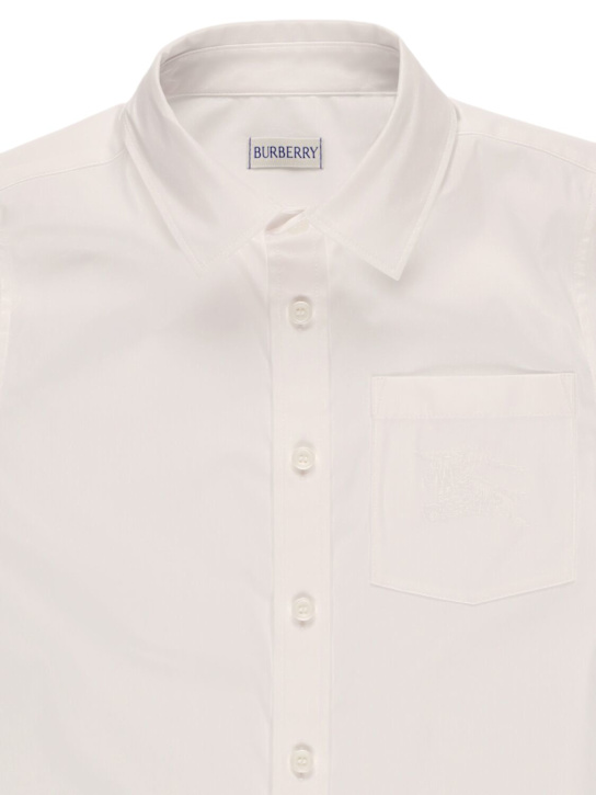 Burberry: Camicia in popeline di cotone stretch - Bianco - kids-boys_1 | Luisa Via Roma