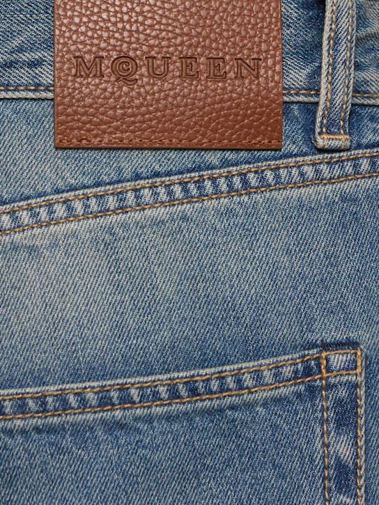 McQueen: Cotton denim straight jeans - Blue Wash - men_3 | Luisa Via Roma