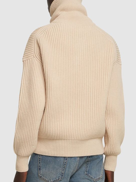McQueen: Wool & cashmere polo sweater - Ivory - men_2 | Luisa Via Roma