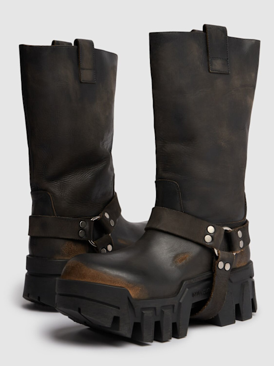 Balenciaga: Bulldozer leather harness boots - Washed Black - men_3 | Luisa Via Roma