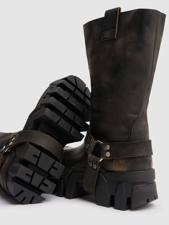 Balenciaga: Bulldozer leather harness boots - Washed Black - men_4 | Luisa Via Roma