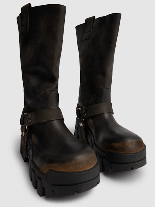 Balenciaga: Bulldozer leather harness boots - Washed Black - men_2 | Luisa Via Roma
