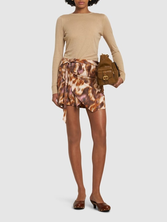 Marant Etoile: Berenice printed jersey pareo mini skirt - women_1 | Luisa Via Roma