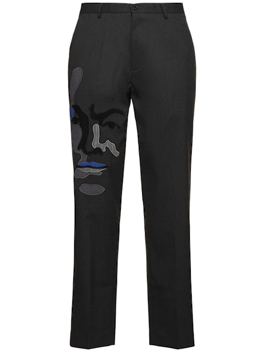 KidSuper Studios: Face printed pants - Grey - men_0 | Luisa Via Roma