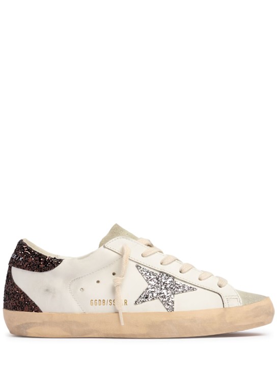 Golden Goose: 20mm Super-Star leather & suede sneakers - White/Brown - women_0 | Luisa Via Roma