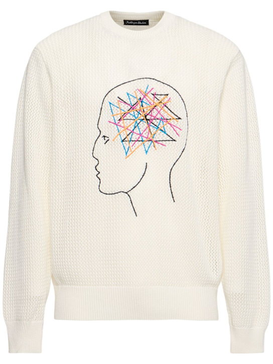 KidSuper Studios: Face loose gauge knit sweatshirt - men_0 | Luisa Via Roma