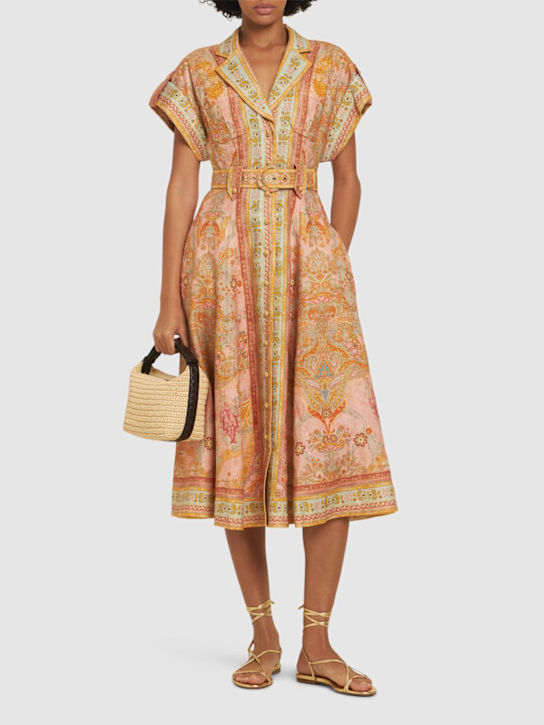 Zimmermann: Acacia linen midi dress - women_1 | Luisa Via Roma