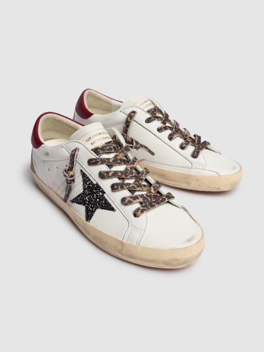 Golden Goose: 20mm Super-Star leather blend sneakers - White - women_2 | Luisa Via Roma