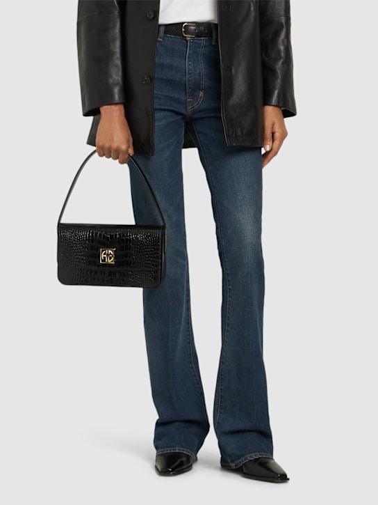 Elly croc embossed leather shoulder bag - Thumbnail 2
