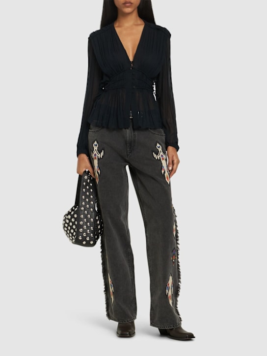 Marant Etoile: Axeline wavy viscose chiffon shirt - women_1 | Luisa Via Roma