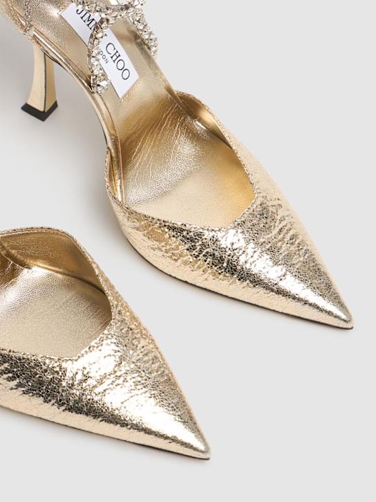 Jimmy Choo: 100mm Stevie crackled leather pumps - Platinum - women_2 | Luisa Via Roma