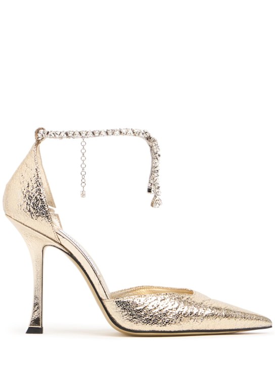 Jimmy Choo: 100mm Stevie crackled leather pumps - Platinum - women_0 | Luisa Via Roma