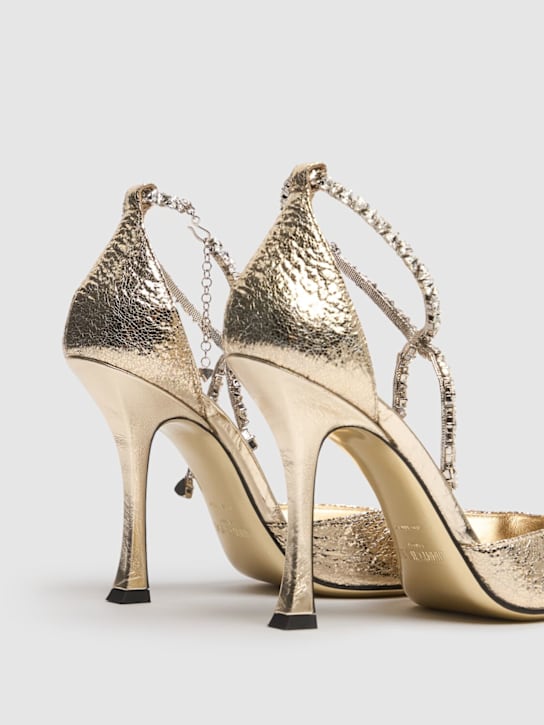 Jimmy Choo: 100mm Stevie crackled leather pumps - Platinum - women_3 | Luisa Via Roma