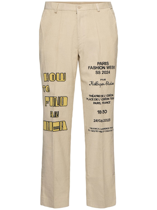 KidSuper Studios: How to Find an Idea printed pants - Beige - men_0 | Luisa Via Roma