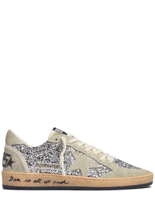 Golden Goose: 20mm Ball Star glittered sneakers - Silver/Grey - women_0 | Luisa Via Roma