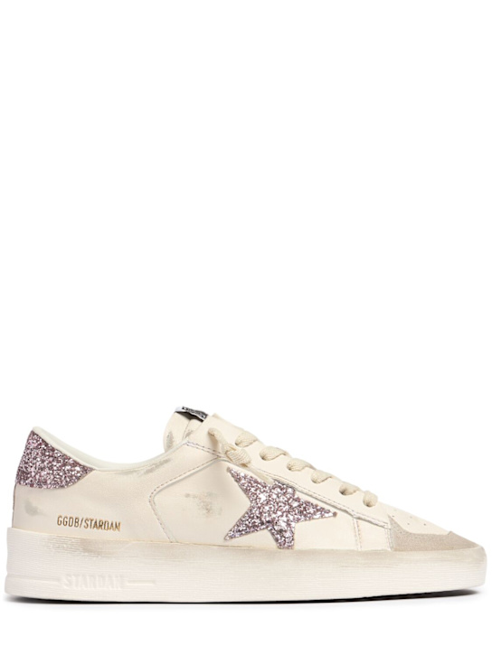 Golden Goose: 30毫米Stardan纳帕皮运动鞋 - 白色/粉色 - women_0 | Luisa Via Roma