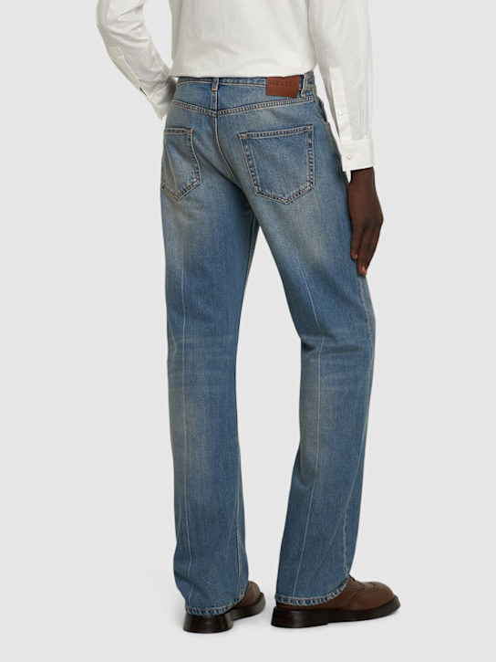McQueen: Cotton denim straight jeans - Blue Wash - men_2 | Luisa Via Roma
