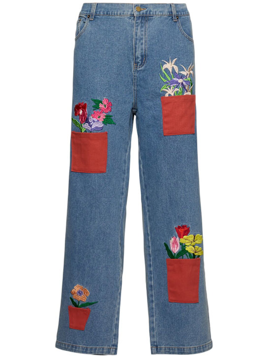 KidSuper Studios: Flower Pots denim jeans - men_0 | Luisa Via Roma