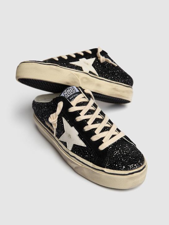 Golden Goose: 20毫米Super-Star亮粉运动鞋 - 黑色/白色 - women_2 | Luisa Via Roma
