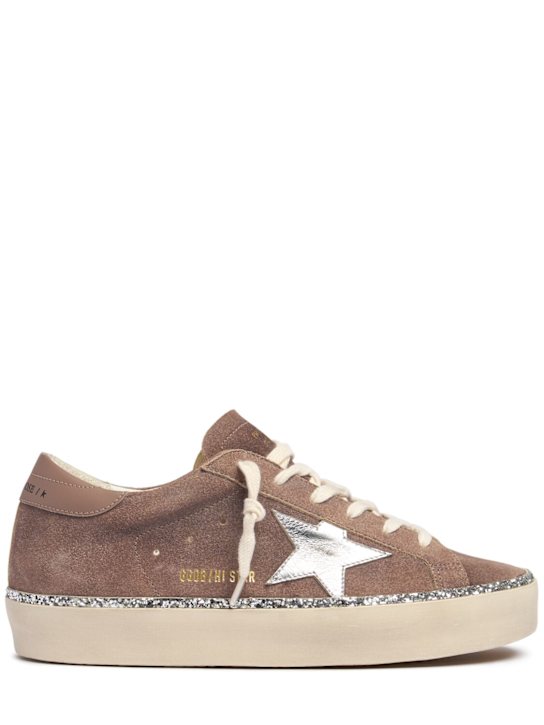 Golden Goose: 30毫米Hi Star麂皮运动鞋 - 煤灰色 - women_0 | Luisa Via Roma
