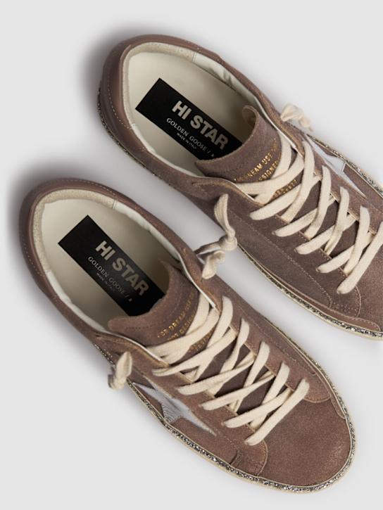 Golden Goose: 30毫米Hi Star麂皮运动鞋 - 煤灰色 - women_4 | Luisa Via Roma