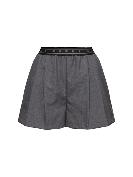 Marni: Logo band wool shorts - women_0 | Luisa Via Roma