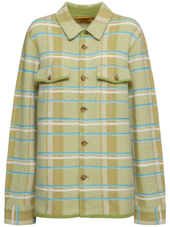 Guest In Residence: Cashmere knit plaid work shirt - women_0 | Luisa Via Roma