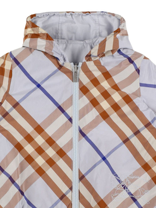 Burberry: Giacca in misto cotone check con cappuccio - kids-girls_1 | Luisa Via Roma