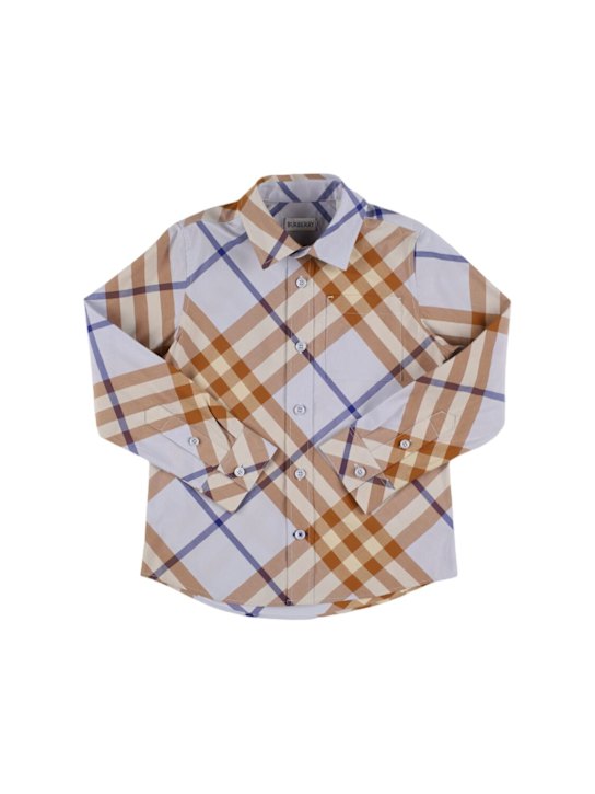 Burberry: Camicia in popeline di cotone check - kids-boys_0 | Luisa Via Roma