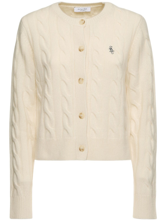 Sporty & Rich: Cardigan cropped in maglia di misto cashmere - women_0 | Luisa Via Roma