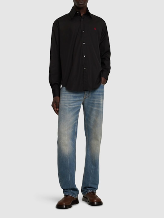 McQueen: Camisa de algodón - Negro - men_1 | Luisa Via Roma