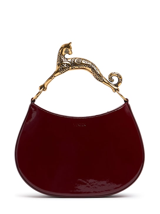 Lanvin: Cat Handle patent leather hobo bag - women_0 | Luisa Via Roma