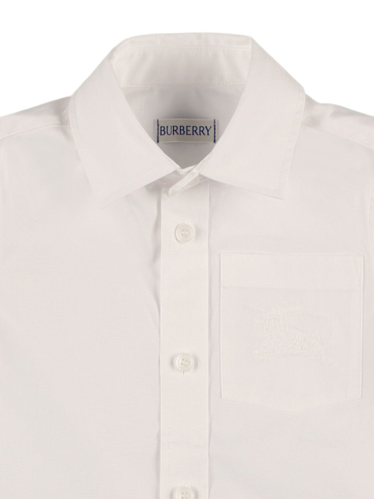 Burberry: Camicia in popeline di cotone stretch - kids-boys_1 | Luisa Via Roma
