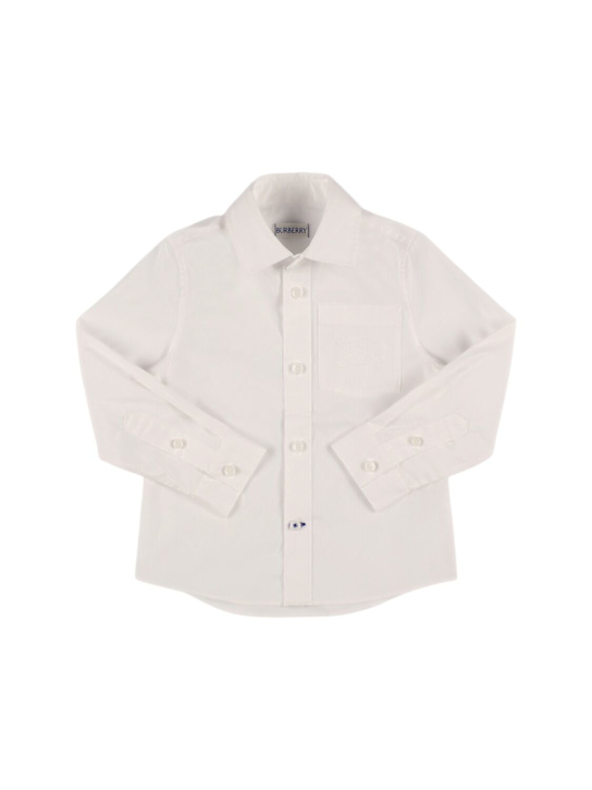 Burberry: Camicia in popeline di cotone stretch - kids-boys_0 | Luisa Via Roma