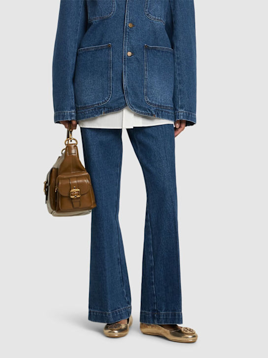 Tory Burch: 10mm Minnie leather ballerina flats - women_1 | Luisa Via Roma