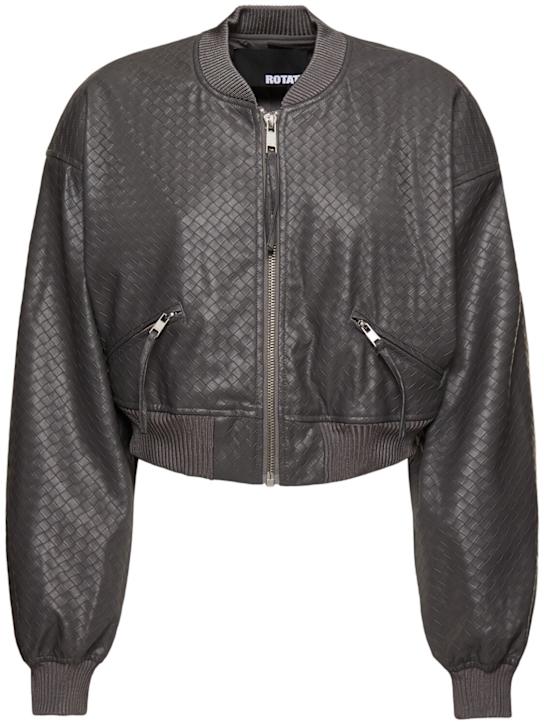 Rotate: Braid print tech cropped bomber jacket - women_0 | Luisa Via Roma