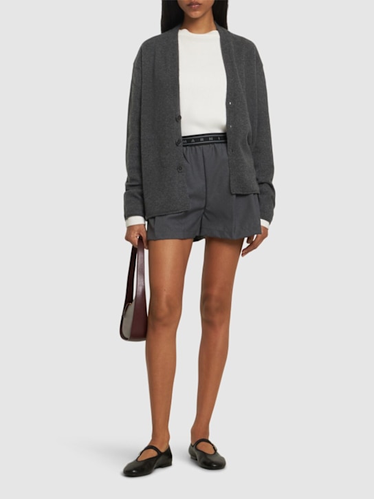 Marni: Logo band wool shorts - women_1 | Luisa Via Roma